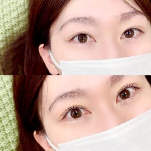 鴻巣のラッシュリフト施術前後で自然な立ち上がりを比較した目元